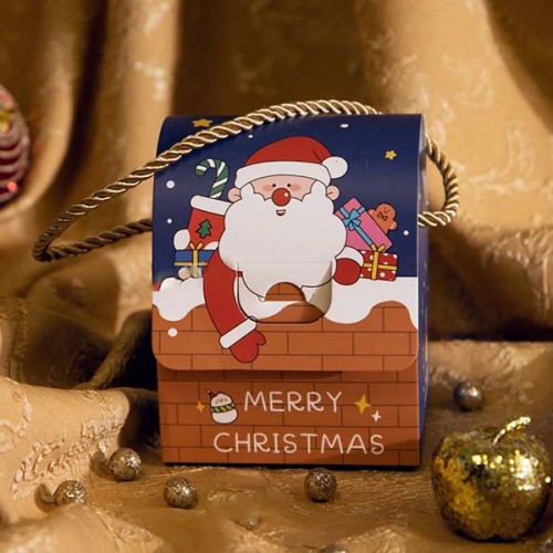 Χριστουγεννιάτικο Κουτί Τσαντάκι Δώρου Με Χερούλι-Μπλε