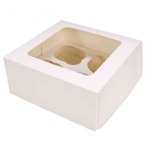 Λευκό Κουτί Cupcake/Muffin 4 θέσεων